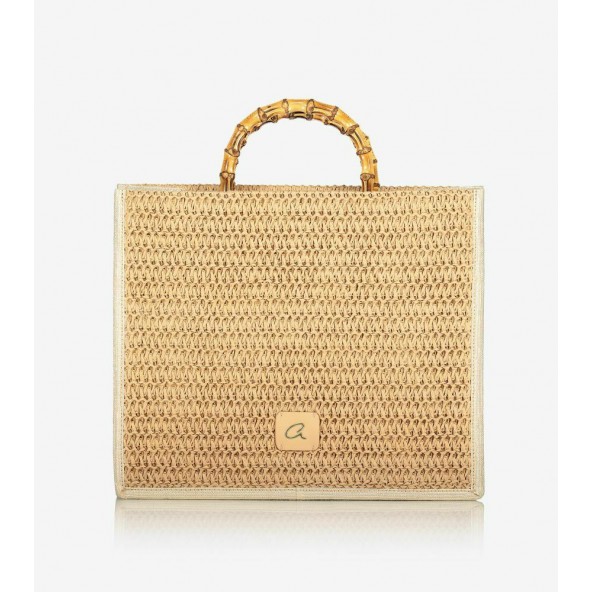 AXEL 1004-0256 001 straw handbag bamboo handle beige