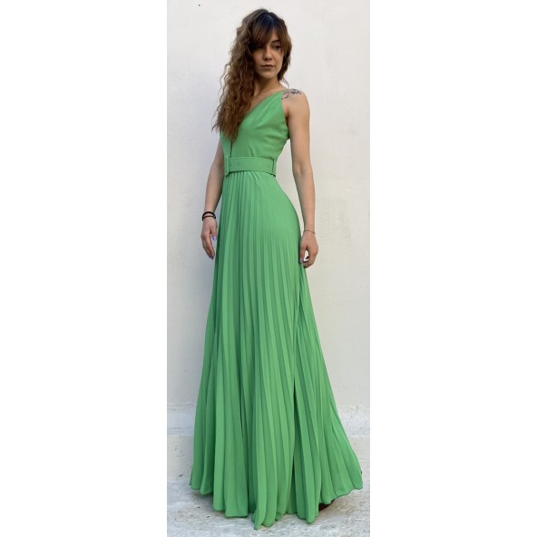 Desiree 08.36081 Πλισέ φόρεμα με ζώνη πράσινο