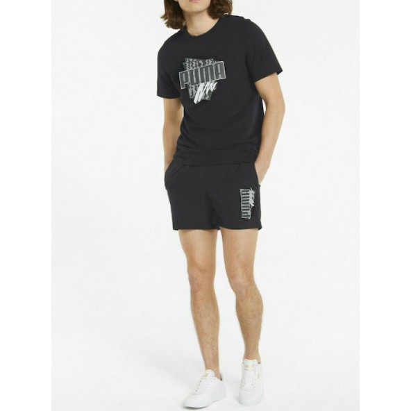 Puma 848578-01 summer graphic woven shorts black
