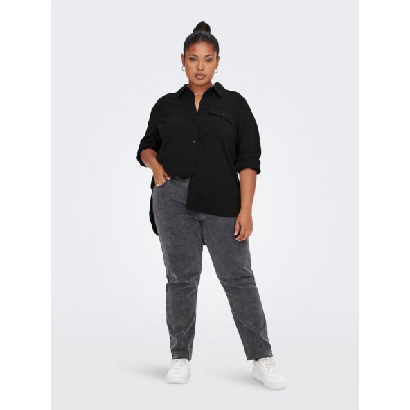 Only 15269687 CURVY SOLID COLORED SHIRT BLACK