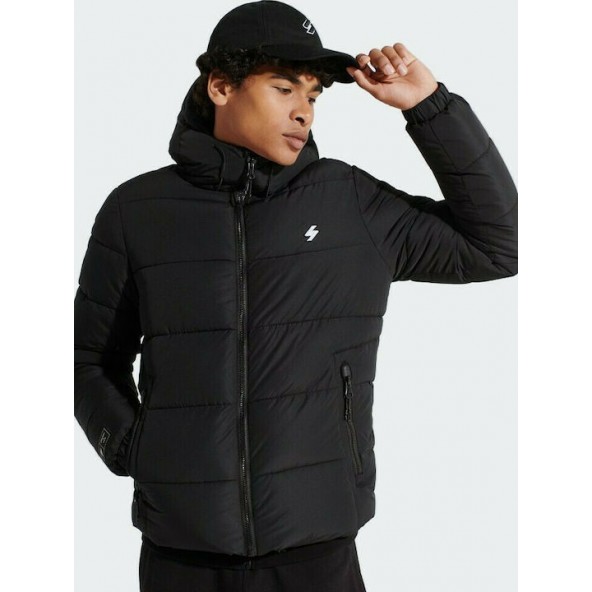 Superdry M5011212A 02A HOODED SPORTS PUFFER BLACK