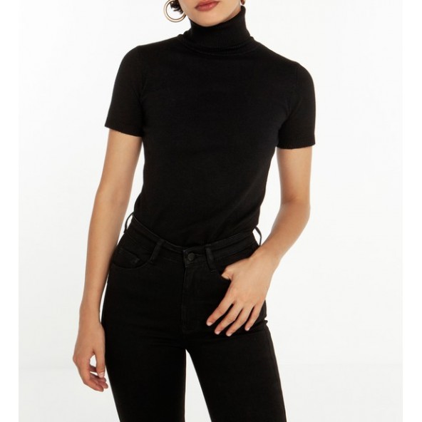 Toi&Moi 70-4303-222 Πλεκτή μπλούζα με όρθιο γιακά μαύρο