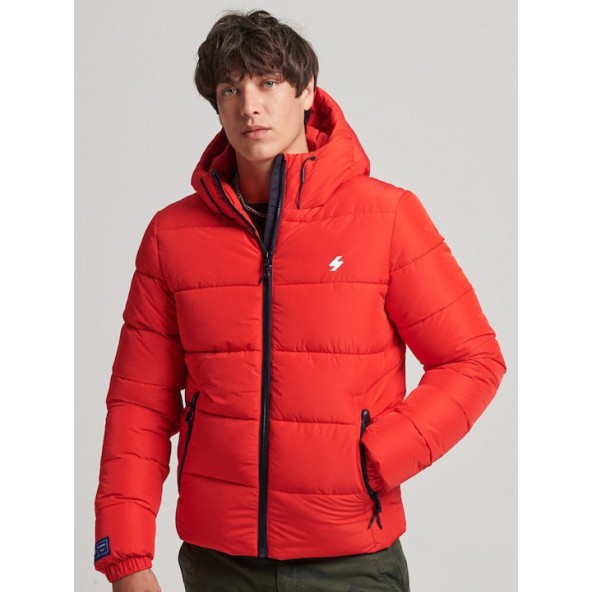 Superdry M5011212A 60I HOODED SPORTS PUFFER BRIGHT RED