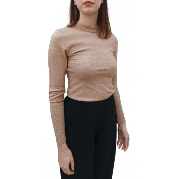 Only 15277053 LEYLA LS MOCK NECK PULLOVER KNT Toasted Coconout