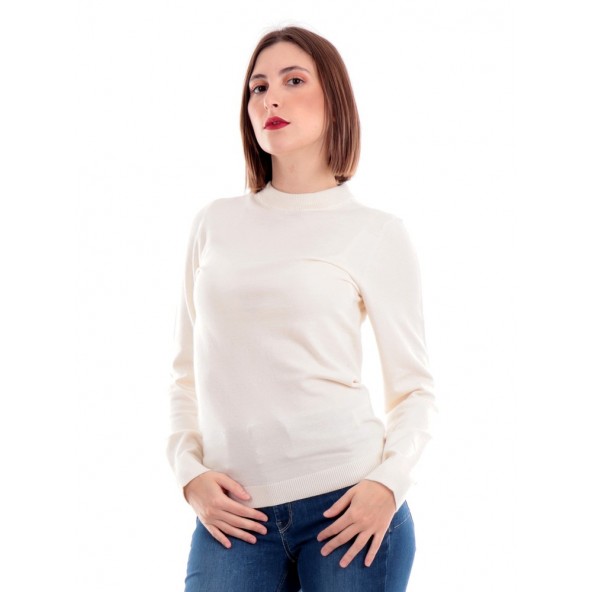 Only 15277053 LEYLA LS MOCK NECK PULLOVER KNT White