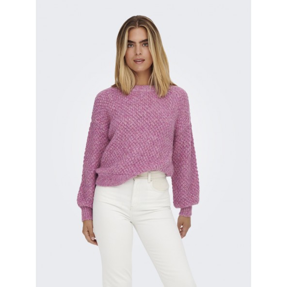Only 15272630 Structure Knitted Pullover Purple / Azalea Pink