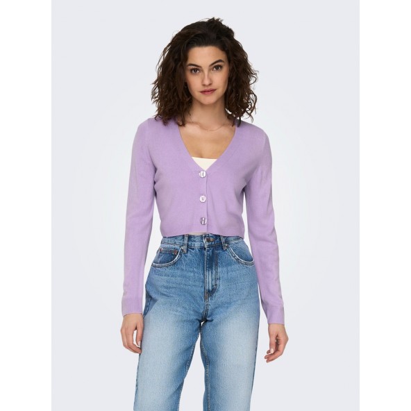 Only 15281420 Cropped knitted pullover Purple / Purple Rose