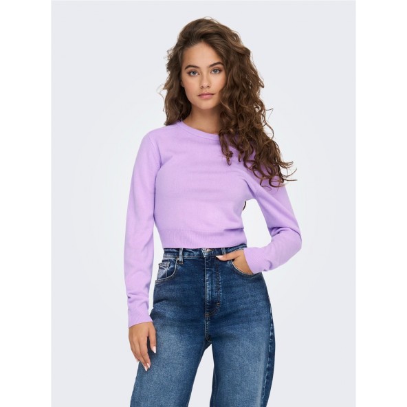 Only 15281413 Cropped knitted pullover Purple / Purple Rose