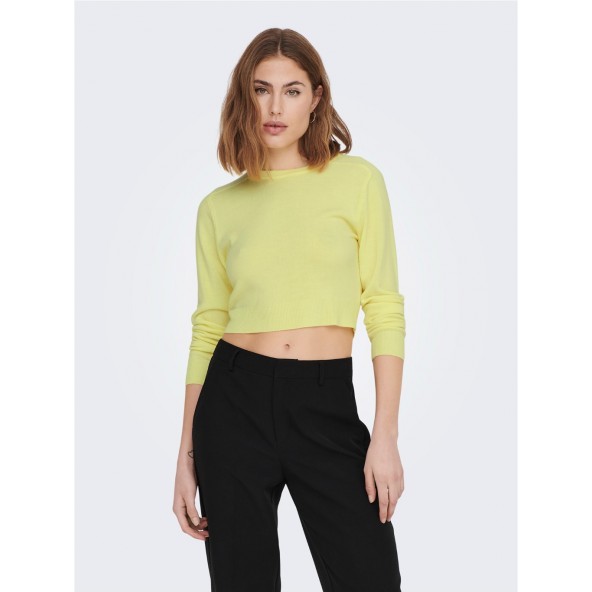 Only 15281413 Cropped knitted pullover Green / Sunny Lime