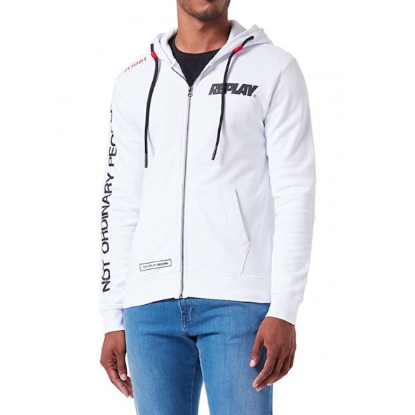 Replay M6316.000 21842.001 HOODIE WITH ZIPPER WHITE