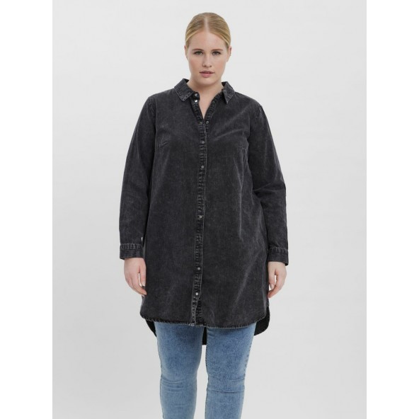 Vero moda 10257307 long shirt jacket k-curve black/washed