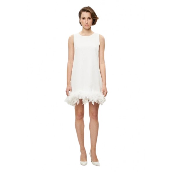 Desiree 08.38004 φόρεμα με πούπουλα λευκό
