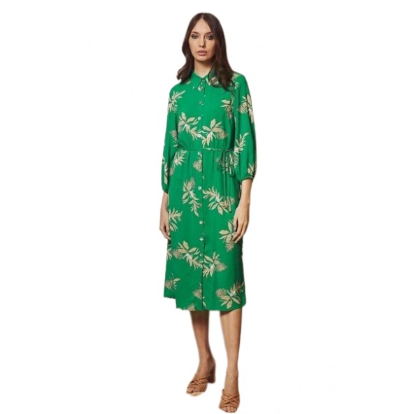 Desiree 08.38049 Σεμιζιέ φόρεμα με ζώνη πράσινο