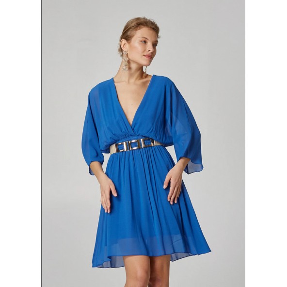 Lynne 049-511035 Μίνι κρουαζέ φόρεμα με τούλι μπλε