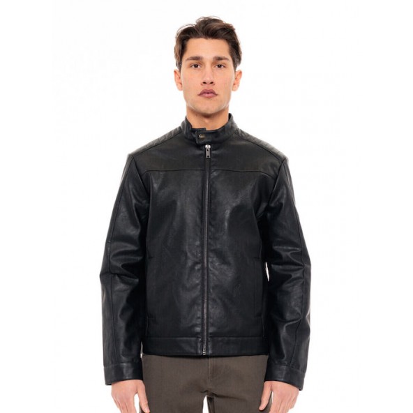 Biston 49-201-002 leather jacket μαύρο