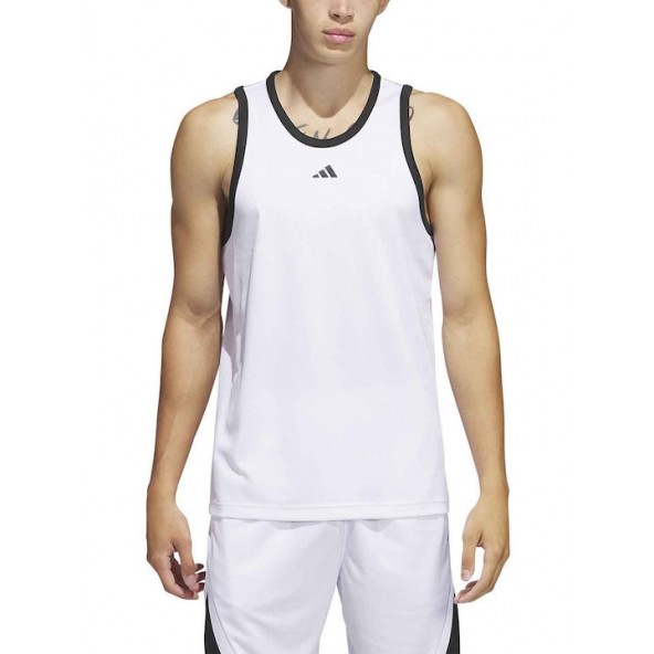 Adidas IC2460 Performance Basketball Ανδρική Μπλούζα Αμάνικη Λευκή