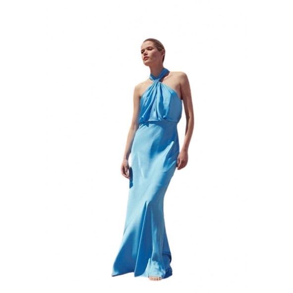 Desiree 08.38126 Μάξι φόρεμα με κόμπο μπλε