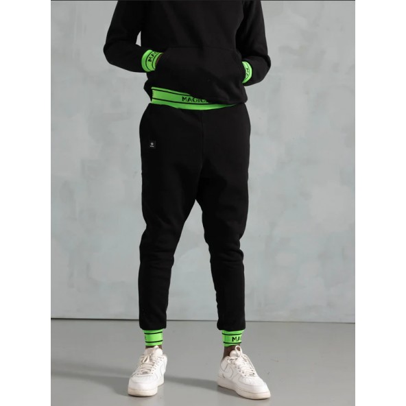 MagicBee Neon Green Rib Pants - Black