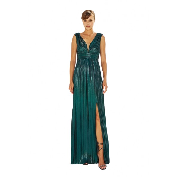 Desiree 08.39012 Μακρύ φόρεμα πλισέ πράσινο
