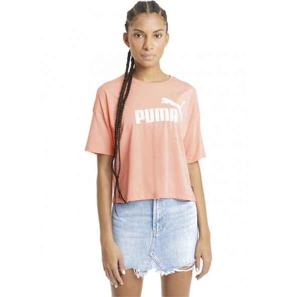 Puma 586866-26 Essentials Αθλητικό Γυναικείο T-shirt Ροζ με Στάμπα