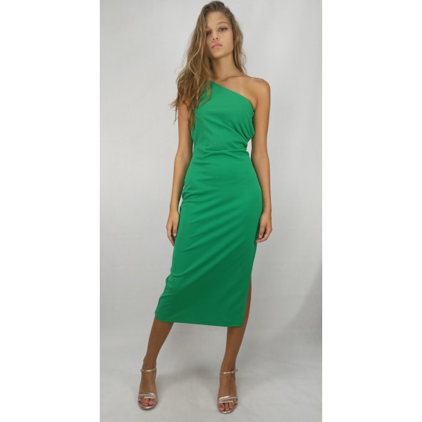 Desiree 08.38153 μίντι φόρεμα με έναν ώμο πράσινο
