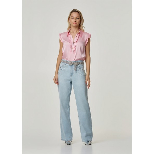 Lynne 151-510002 μπλούζα σατέν ροζ