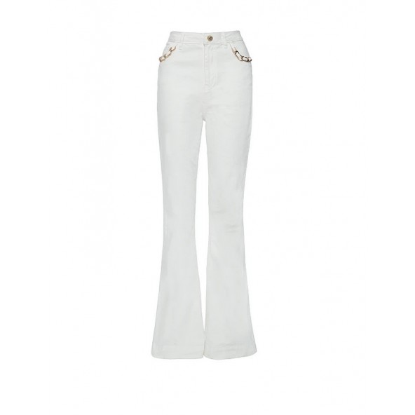 Lynne 051-012014 Λευκό τζιν καμπανα παντελόνι