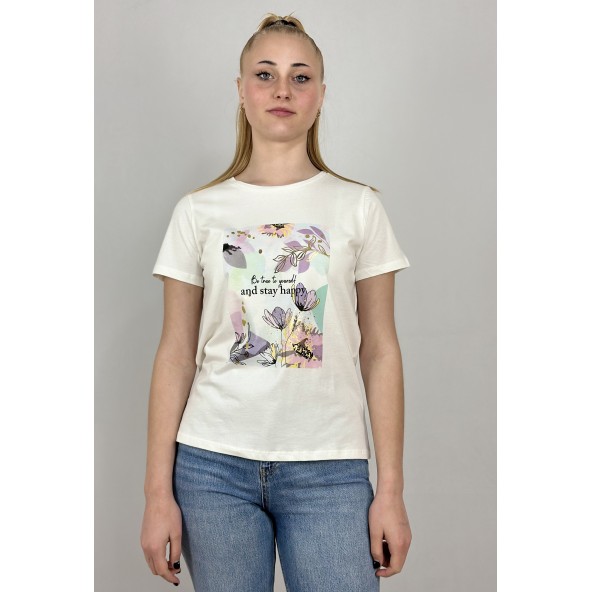 Vero Moda 10301719 T-Shirt Snow White/and be hap