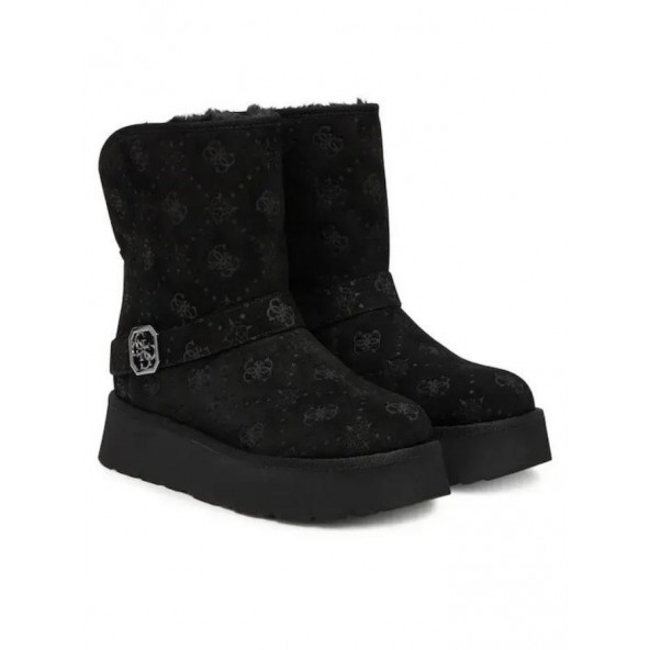 GUESS SHOES FLFDOLESU10-BLACK Suede Γυναικεία Μποτάκια Μαύρα