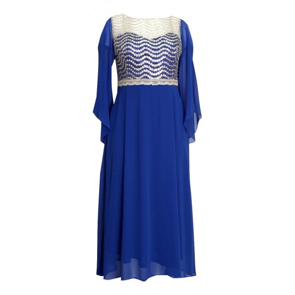 Queen Fashion 190065 φόρεμα μπλε ρουά