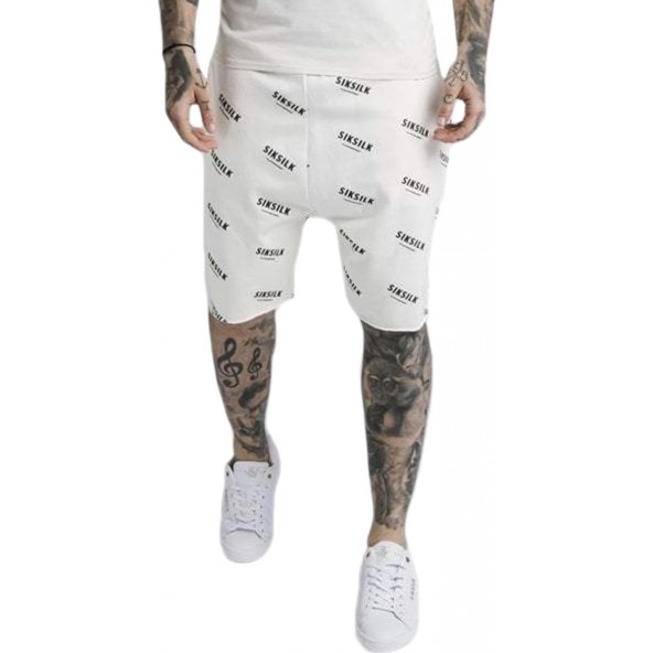 Siksilk SS-17778 repeat print shorts off white